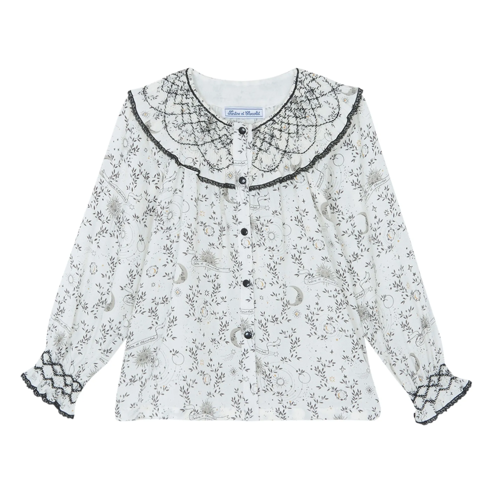Tartine Et Chocolat Girls White Smocked Collar Blouse