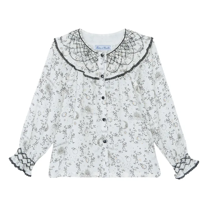 Blusa con cuello fruncido | Blanco- Imagen del producto n°0