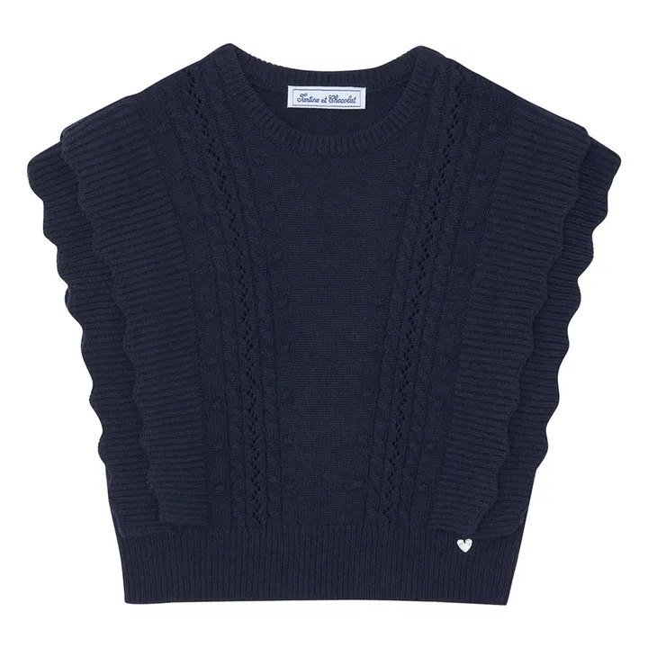 Jersey de lana sin mangas | Azul Marino- Imagen del producto n°0