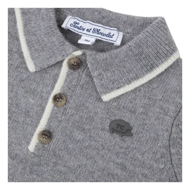 Polo de lana de manga larga | Gris