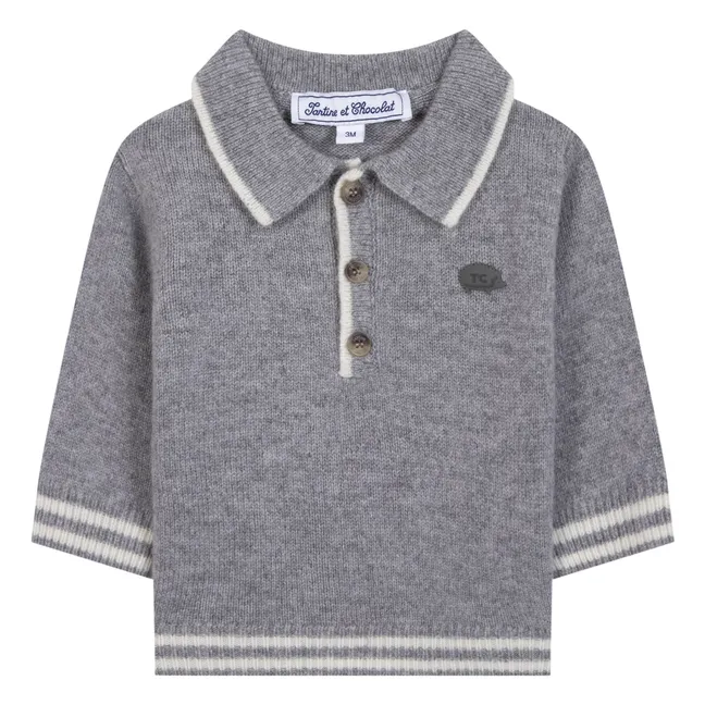 Polo Manches Longues Laine | Gris