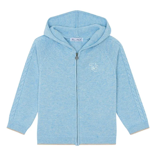 Sweat Torsades Laine | Bleu chiné