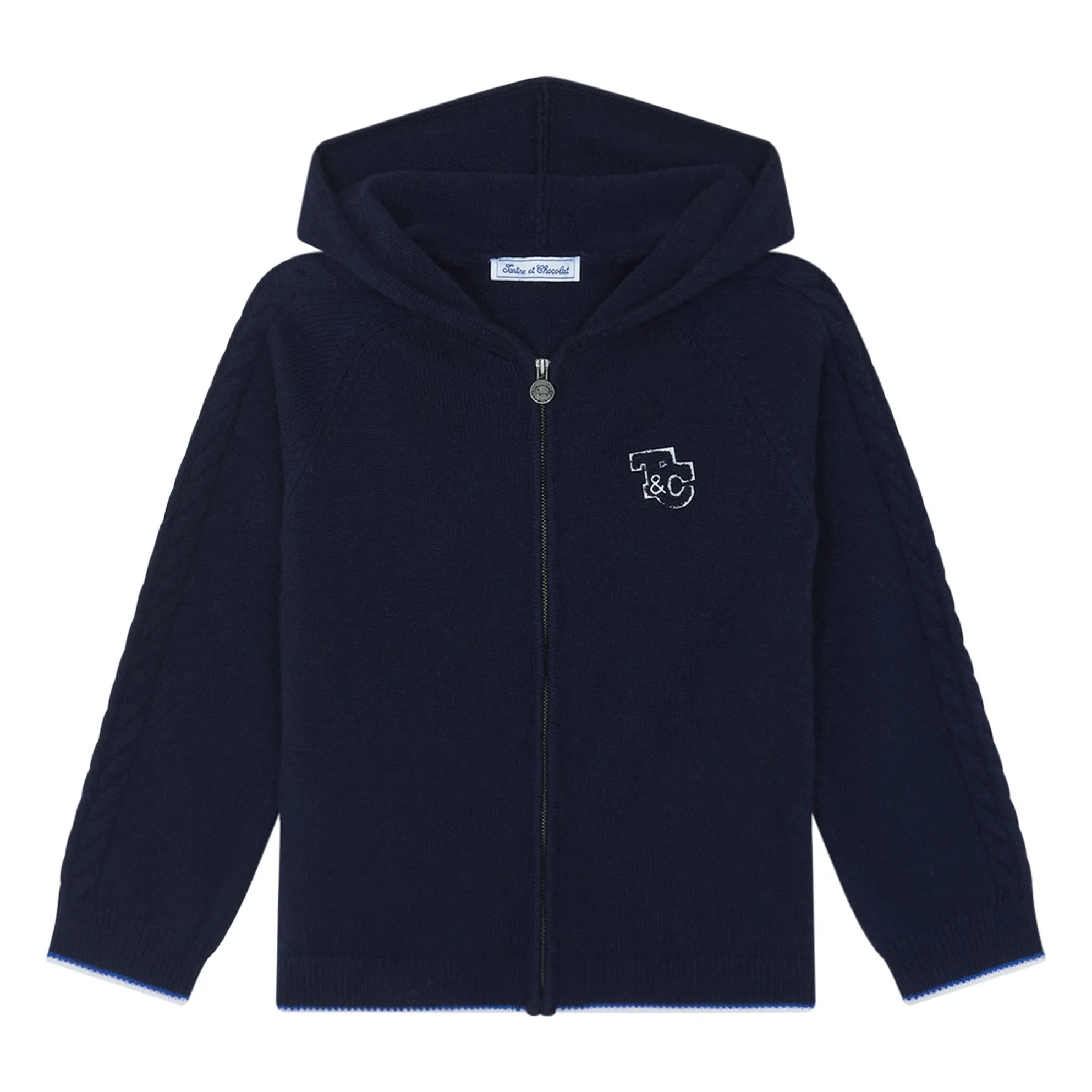 Tartine Et Chocolat Boys Navy Blue Wool Twisted Sweat