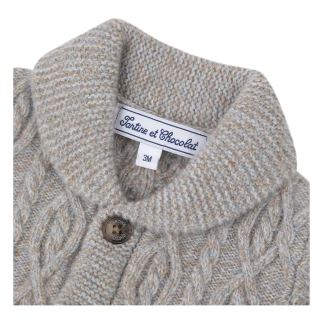 Cardigan Torsades Laine | Bleu gris