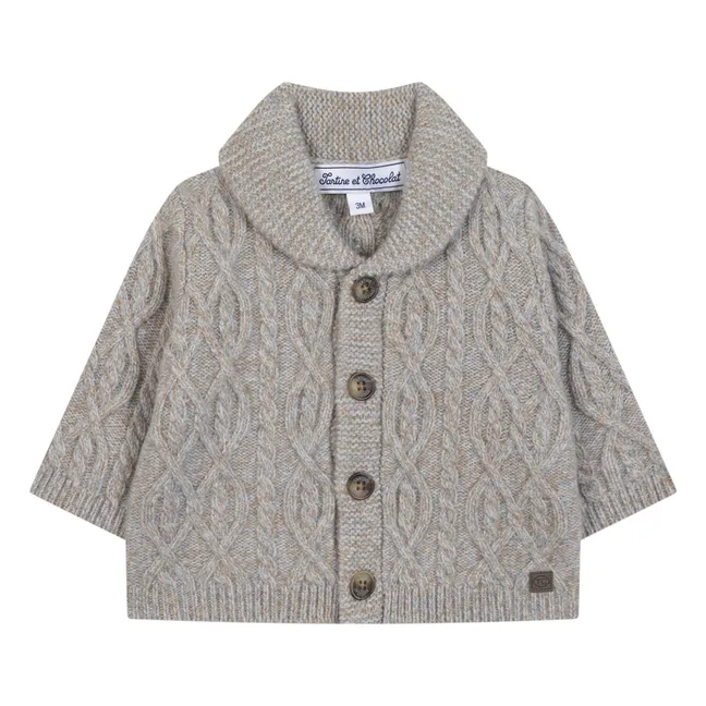 Cardigan Torsades Laine | Bleu gris