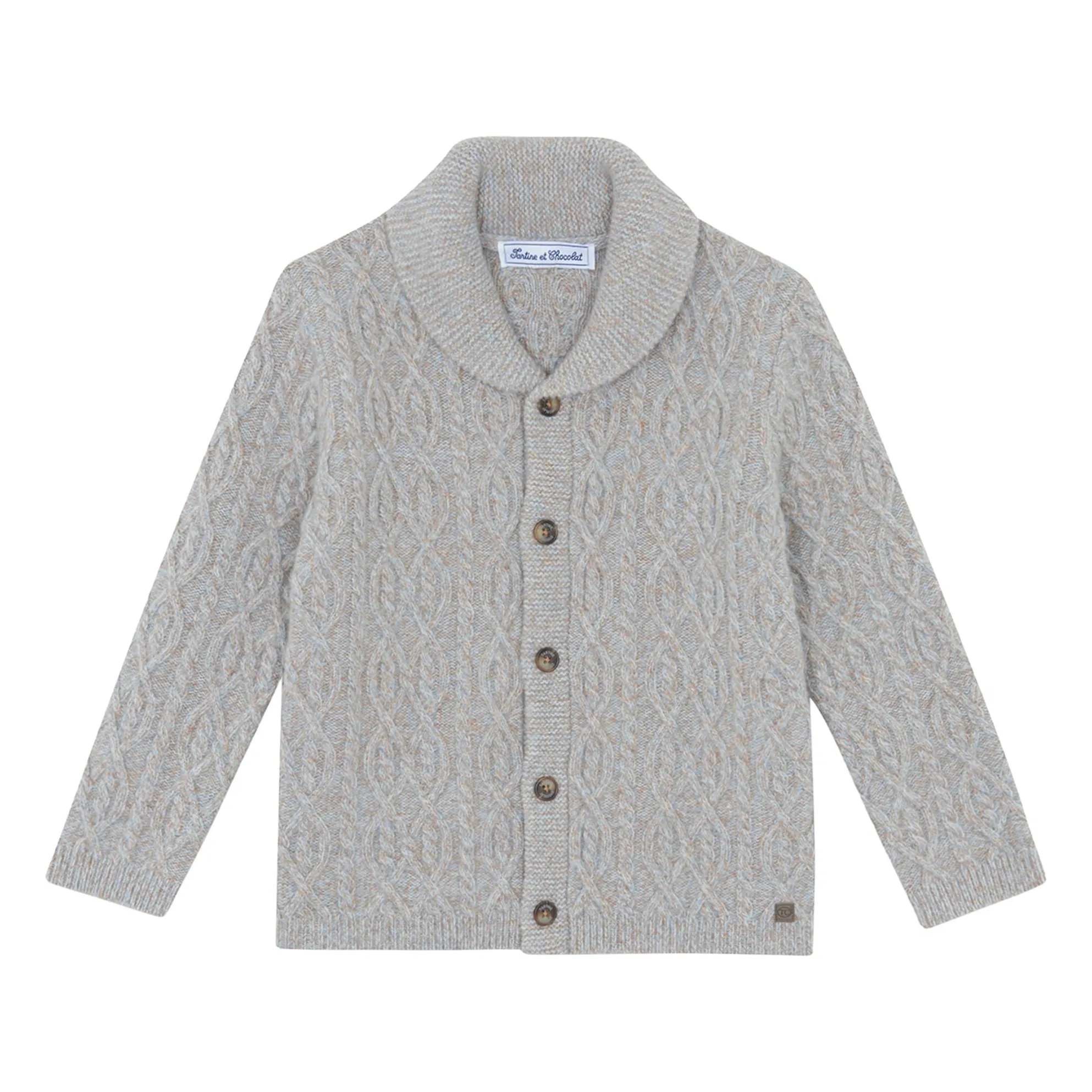 Tartine Et Chocolat Boys Grey Blue Cardigan Torsades