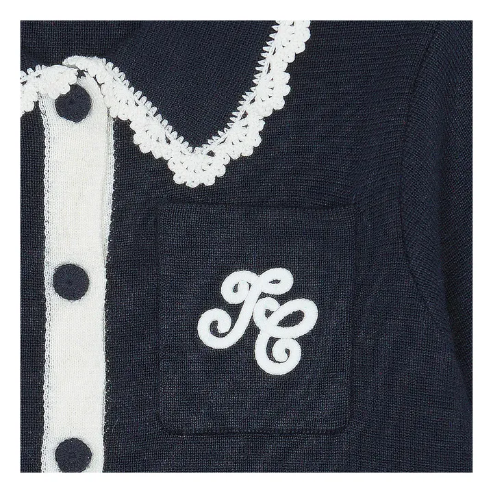 Chaleco bordado de lana | Azul Marino- Imagen del producto n°2