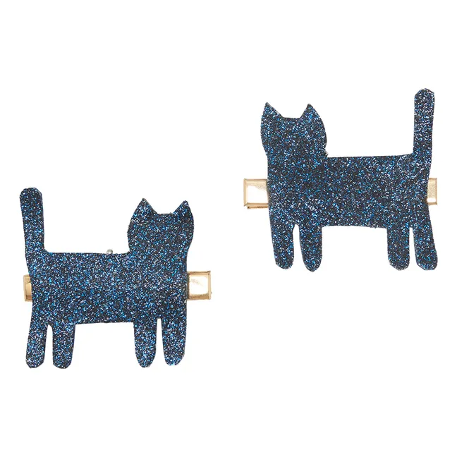 Lot de 2 Barrettes Chat | Bleu marine