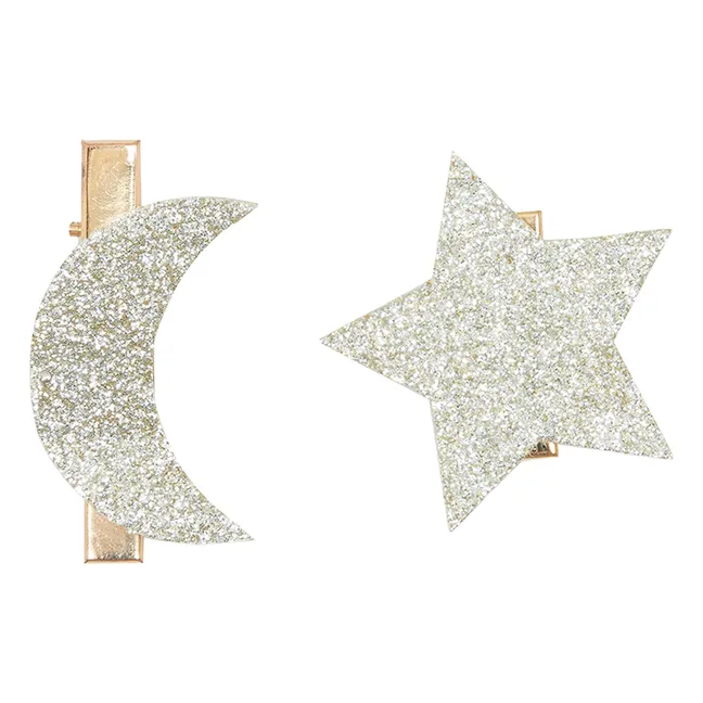 Lot de 2 Barrettes Lune | Doré