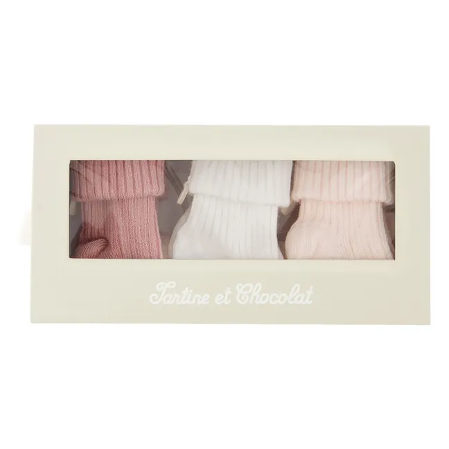Lot de 3 Paires de Chaussettes | Rose pâle