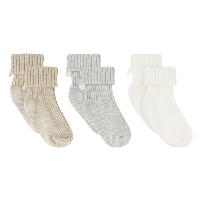 Lot de 3 Paires de Chaussettes | Nacre