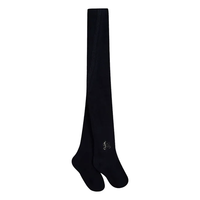 Bestickte Strumpfhose | Navy
