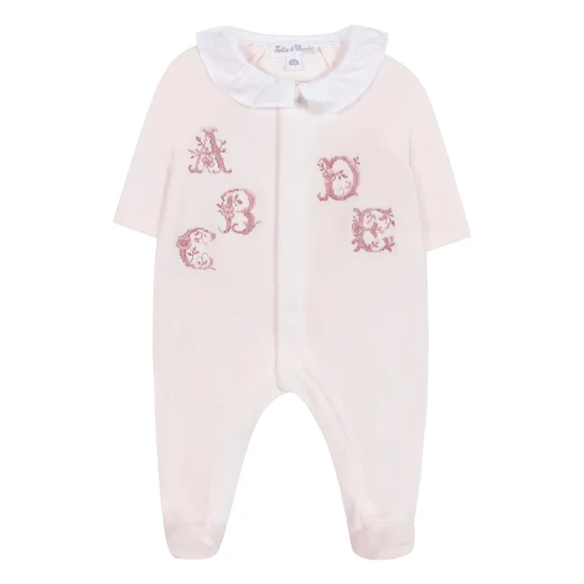 Bestickter Pyjama Alphabet | Blassrosa