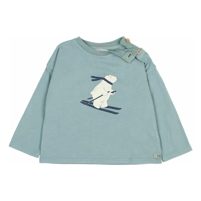 T-shirt Ski Coton Bio | Vert Cèdre