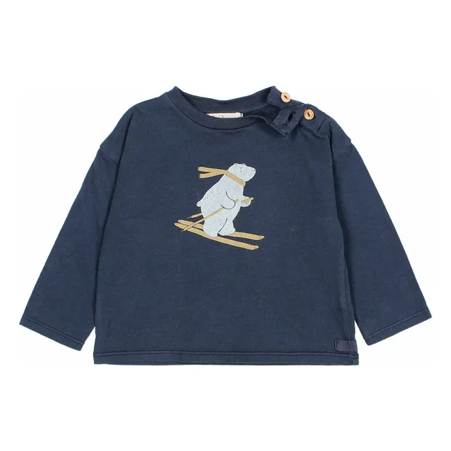 Camiseta de esquí de algodón ecológico | Azul Marino