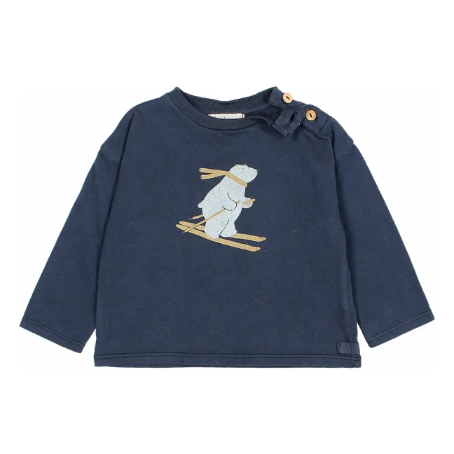 T-shirt Ski Coton Bio | Bleu marine