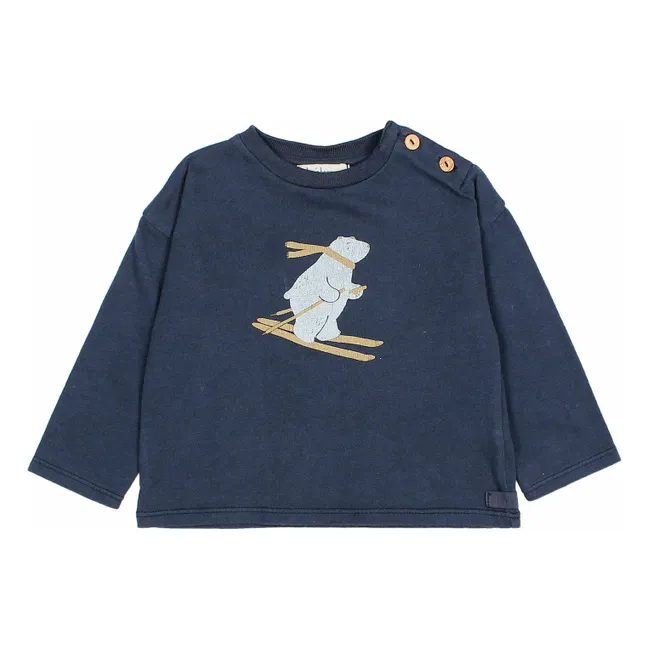 Camiseta de esquí de algodón ecológico | Azul Marino