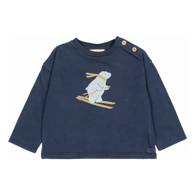 T-shirt Ski Coton Bio | Bleu marine