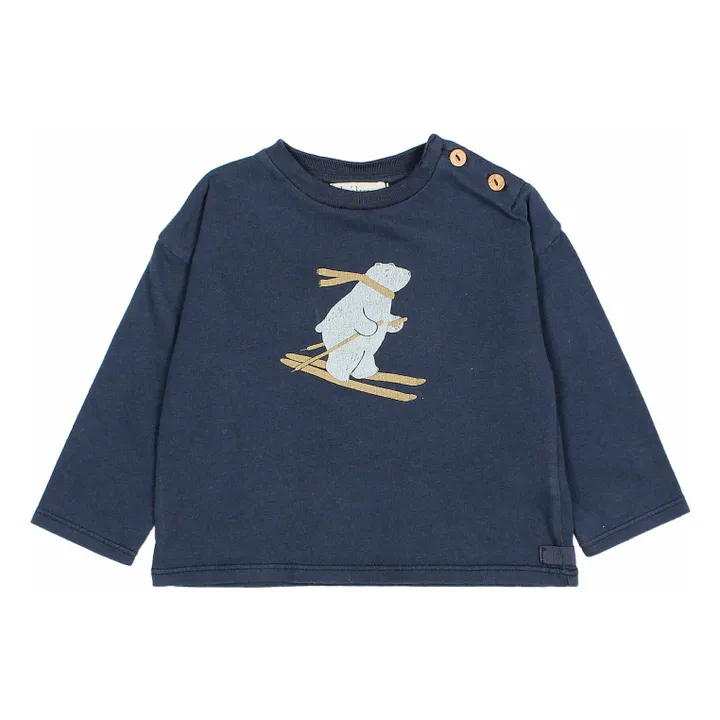 T-shirt Ski Coton Bio | Bleu marine- Image produit n°0