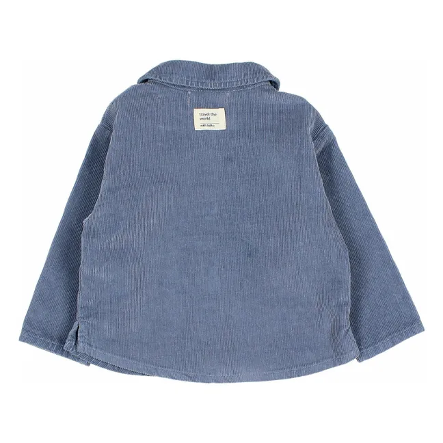 Camisa de pana de algodón orgánico | Azul Gris