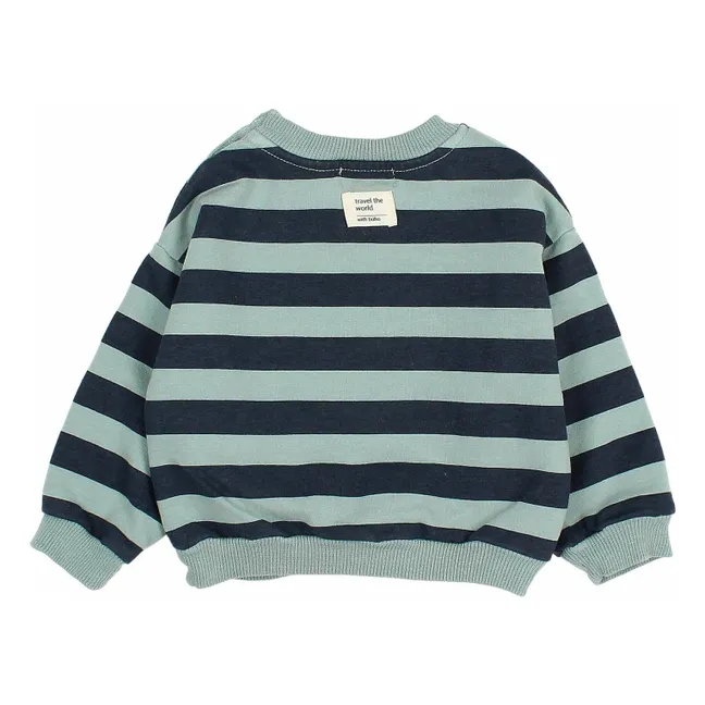 Sweat Rayures Bébé Coton Bio | Vert Cèdre