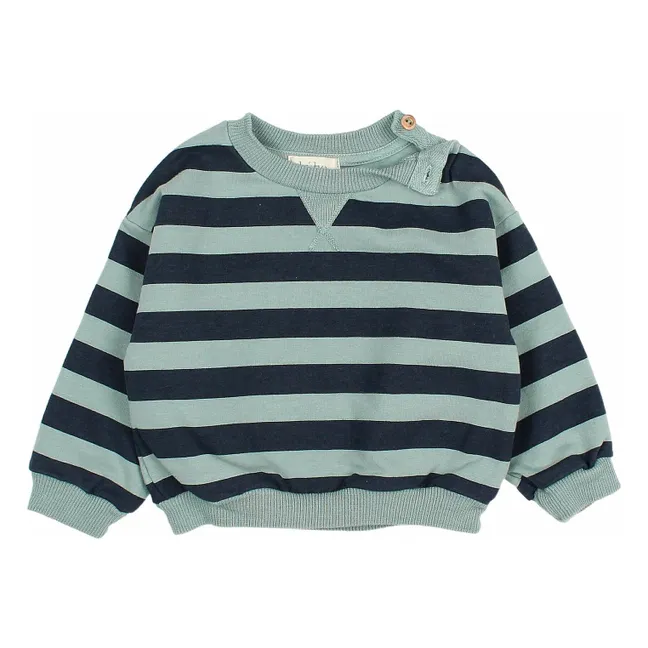 Sudadera a rayas de algodón orgánico para bebé | Verde Cedro