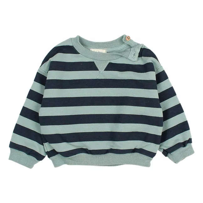 Sweat Rayures Bébé Coton Bio | Vert Cèdre