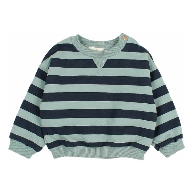 Sudadera a rayas de algodón orgánico para bebé | Verde Cedro