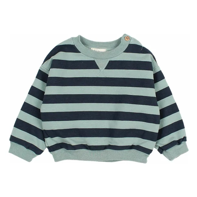 Sweat Rayures Bébé Coton Bio | Vert Cèdre