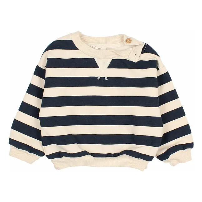 Sweat Rayures Bébé Coton Bio | Ivoire