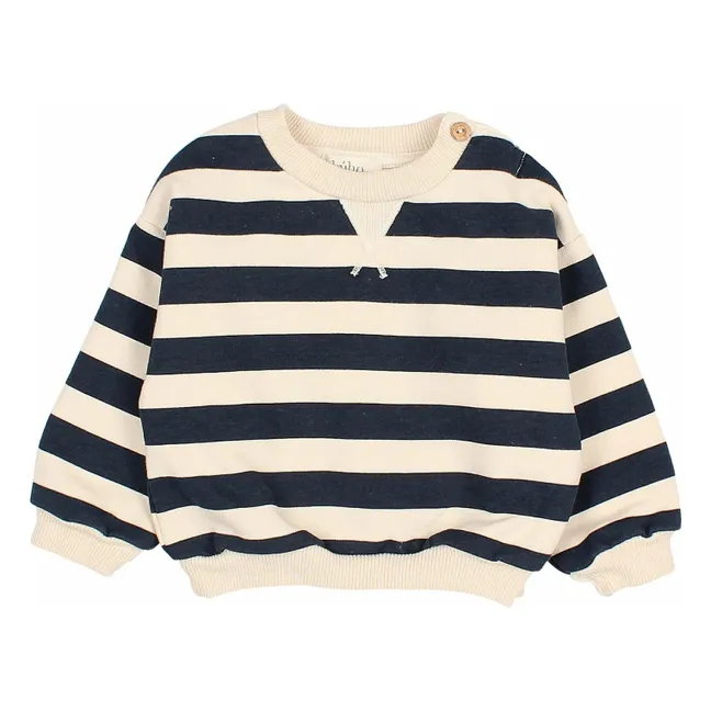 Sweat Rayures Bébé Coton Bio | Ivoire