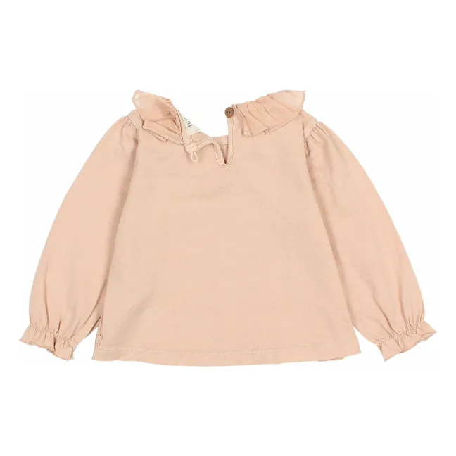 Camiseta con volantes de algodón orgánico | Rosa