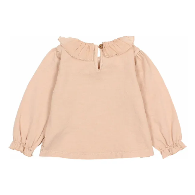 Camiseta con volantes de algodón orgánico | Rosa