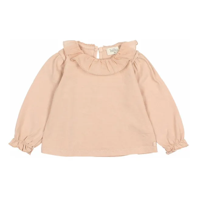Camiseta con volantes de algodón orgánico | Rosa