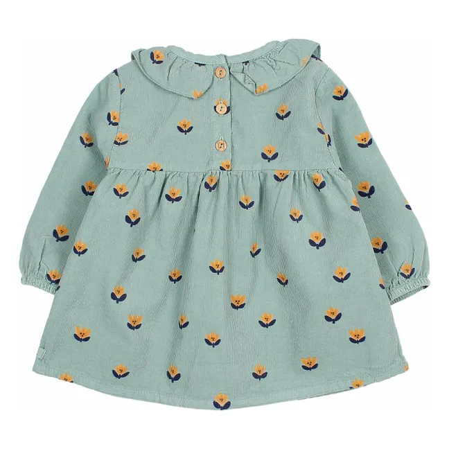 Vestido con volantes de algodón orgánico NaÏf | Verde Cedro