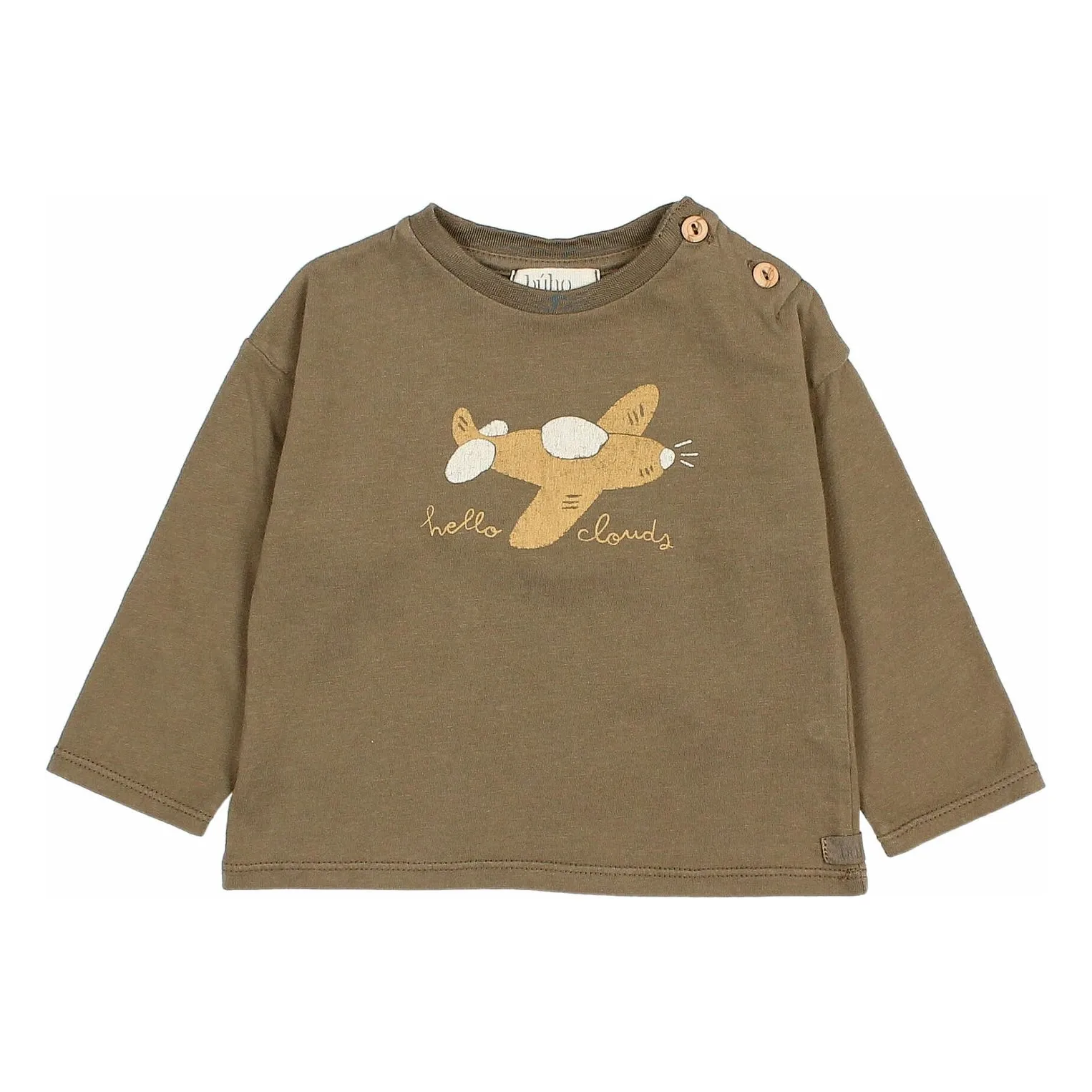 Búho - T-shirt manches longues - Coton biologique - Kaki - 12 mois