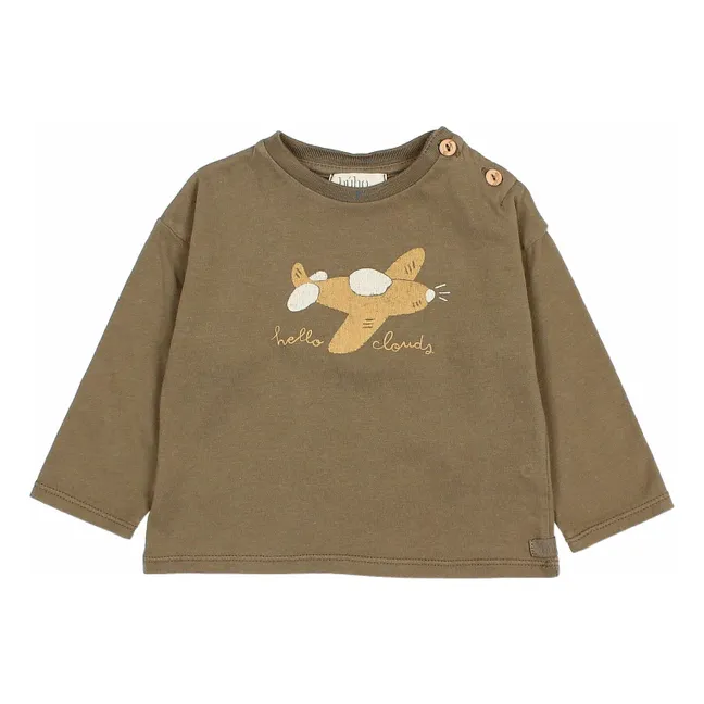 T-shirt Plane Coton Bio | Vert kaki
