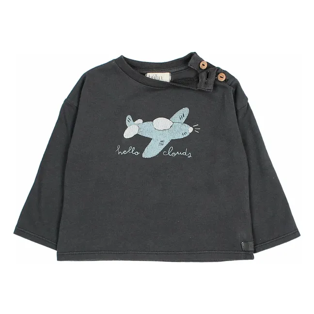 T-shirt Plane Coton Bio | Gris anthracite