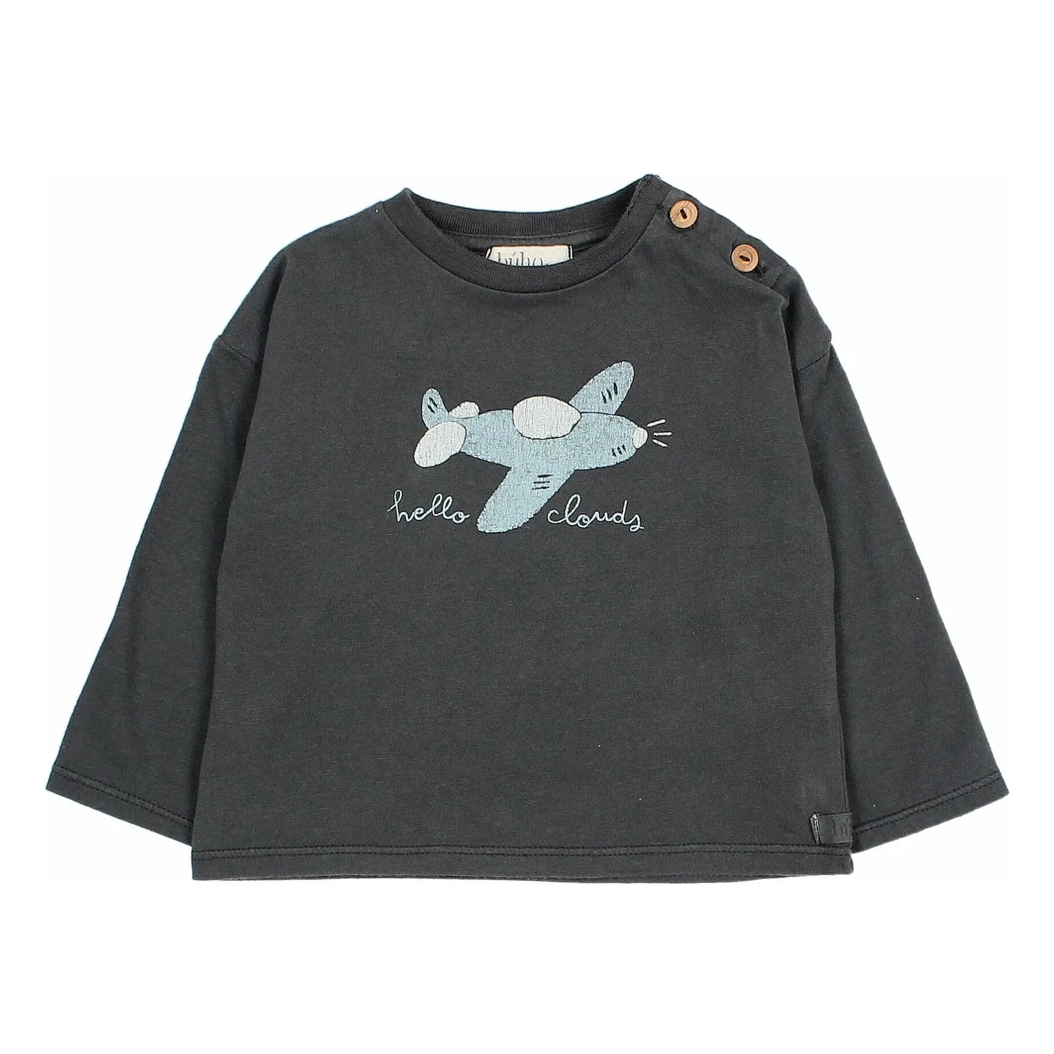 Búho - T-shirt manches longues - Coton Bio - Gris anthracite - 6 mois