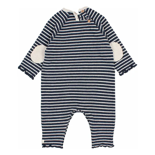 Weich gestreifter Jumpsuit | Navy