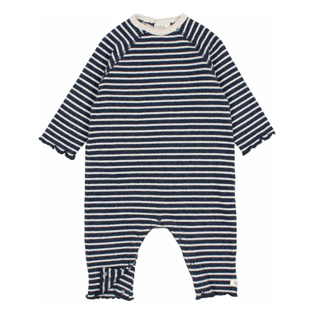 Weich gestreifter Jumpsuit | Navy