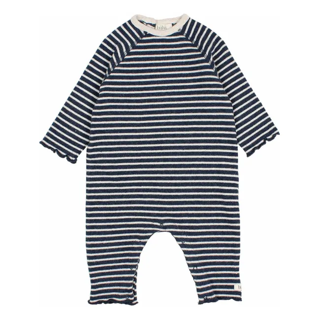 Tuta a righe morbide | Blu marino