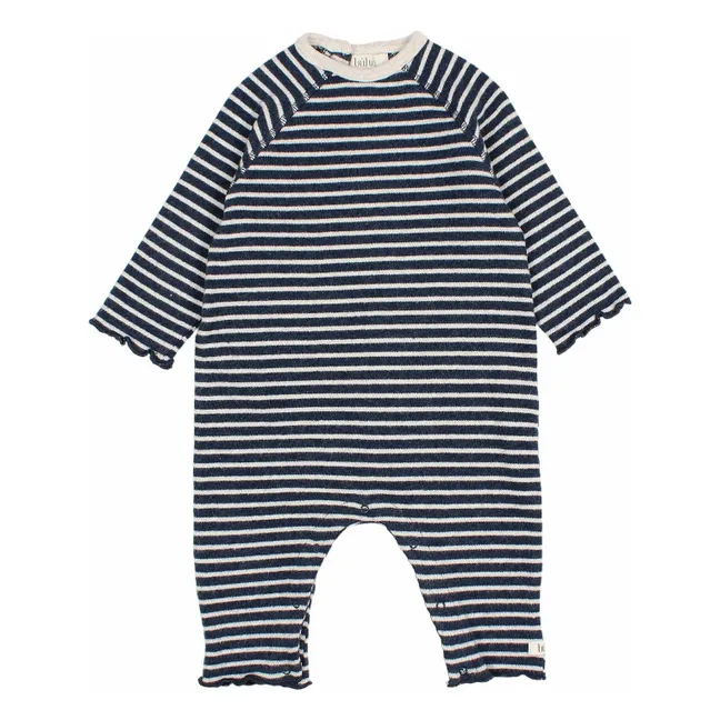 Weich gestreifter Jumpsuit | Navy