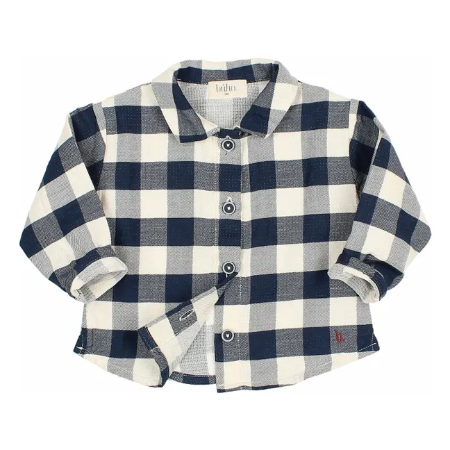 Camisa a cuadros de algodón | Azul Marino