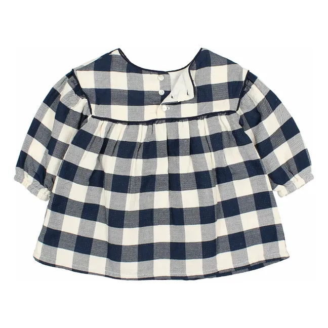 Baby Gingham Dress | Navy blue