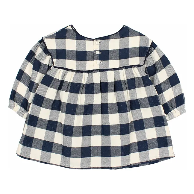 Baby Gingham Dress | Navy blue