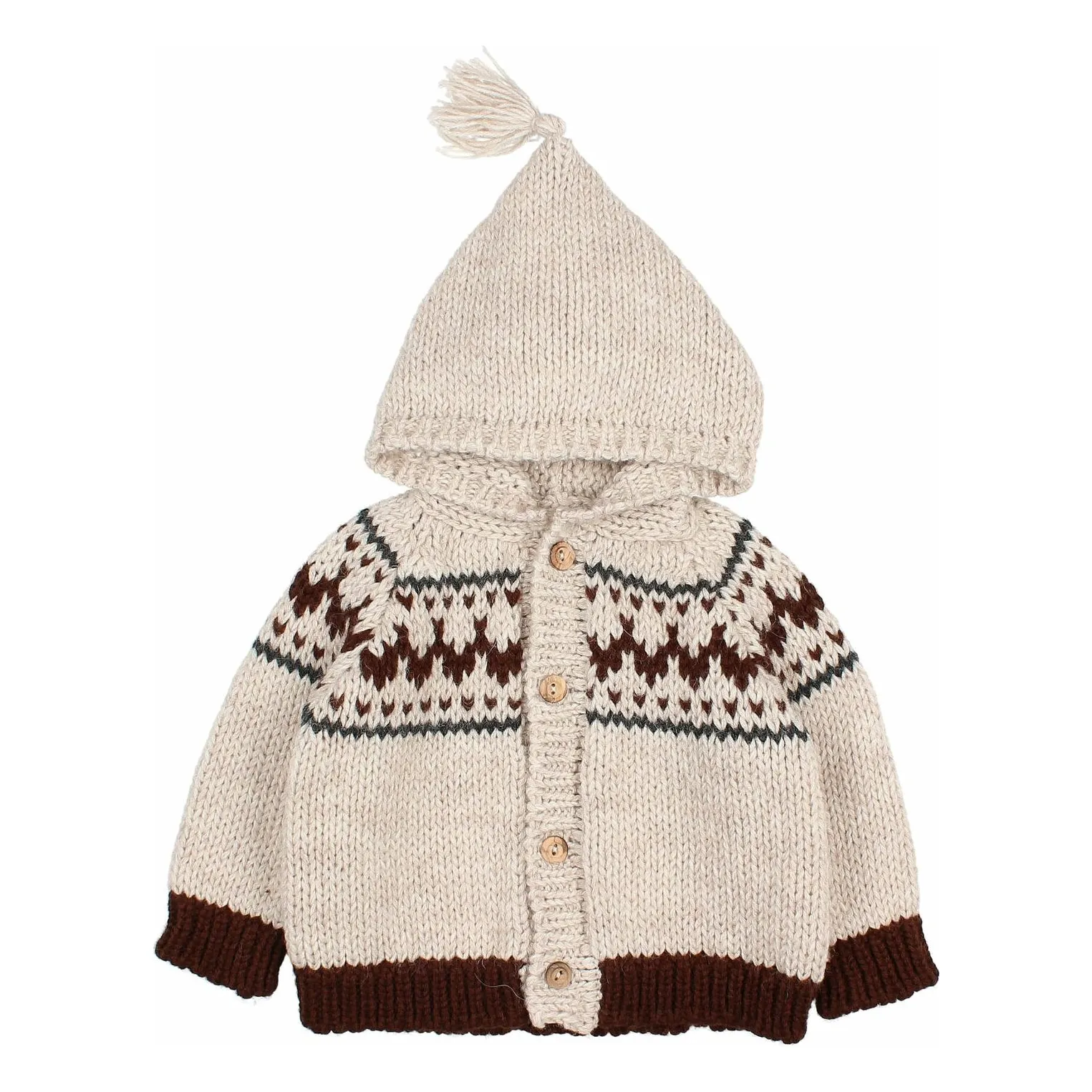 Búho - Cardigan en Laine pour Bébés - 6 mois - Écru