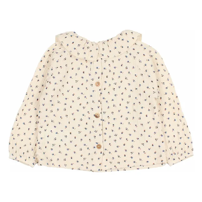 Blouse Volants Gaze de Coton Bio | Ivoire