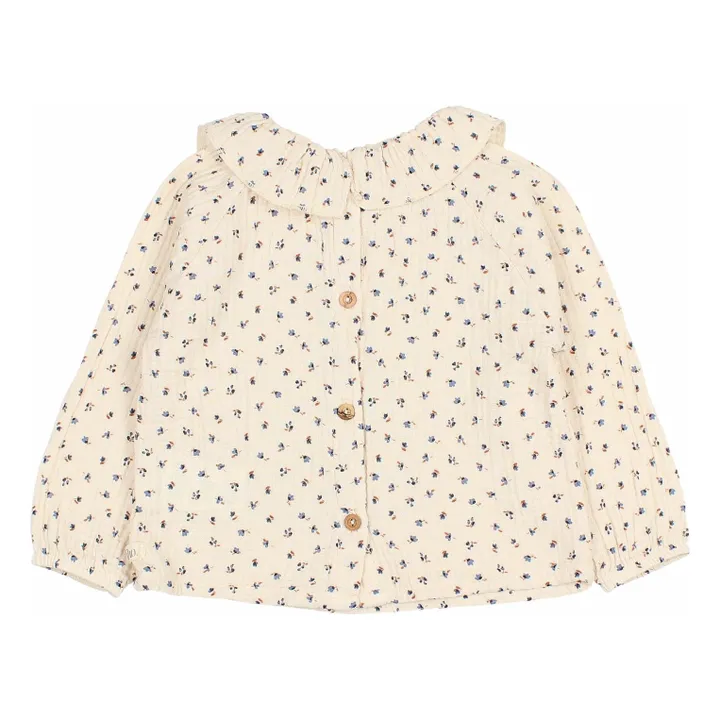 Blouse Volants Gaze de Coton Bio | Ivoire- Image produit n°3