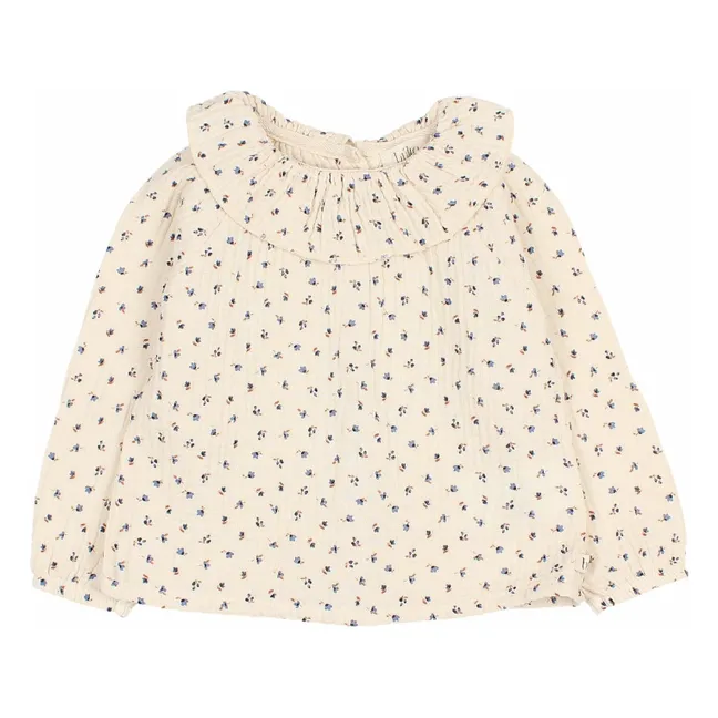 Blouse Volants Gaze de Coton Bio | Ivoire